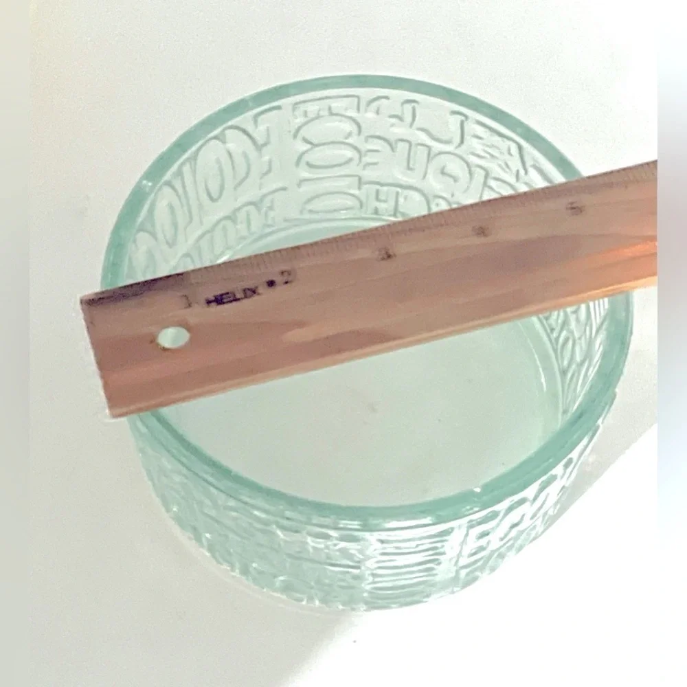 Vidreco Recycled Glass Bowl Embossed Ecologic Multi-Language Green Aqua 5x2.75”